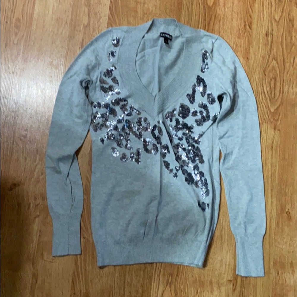Leopard Print Sequin Sweater